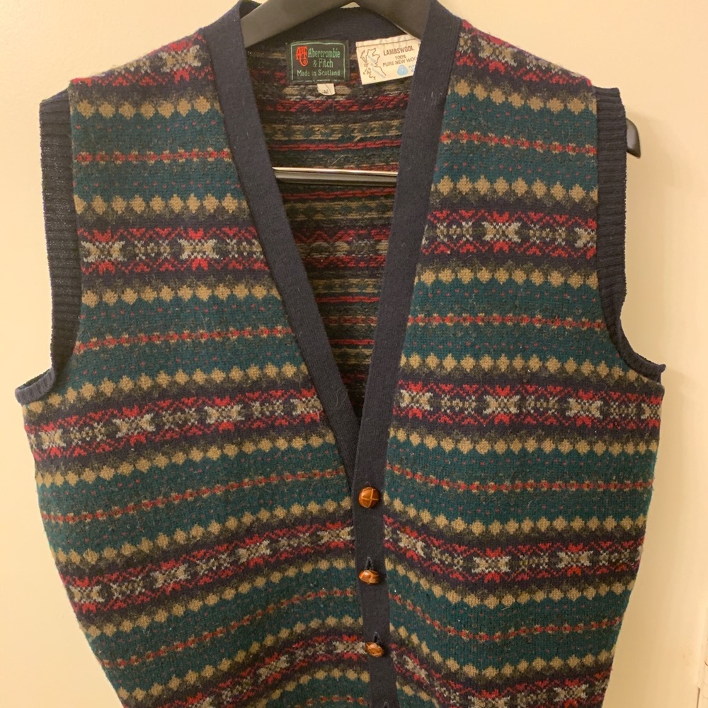Vintage Abercrombie men's lambswool vest M